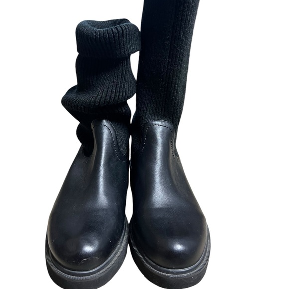 T.Taccardi Black Patent Leather Slouch Roll Top Boots Womens Size 41 EUR US 10 - Picture 3 of 8